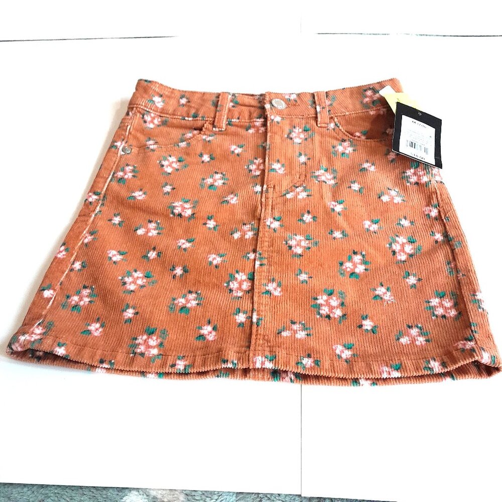 Art Class Girls' Corduroy Skirt Dusk Orange Floral Size Large 10/12
